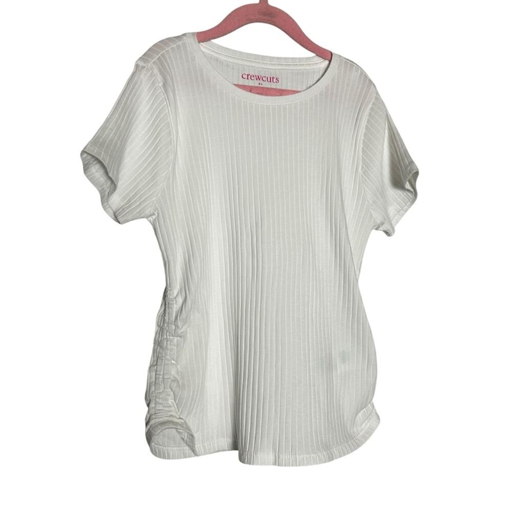 NWT Crewcuts Factory White Ribbed Cotton Crewneck Short Sleeve T Shirt XL 12-14